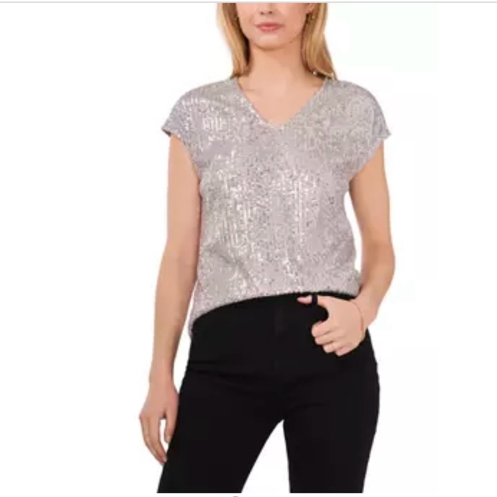 Vince Camuto Sparkle and Shine Silver Top - Size Medium